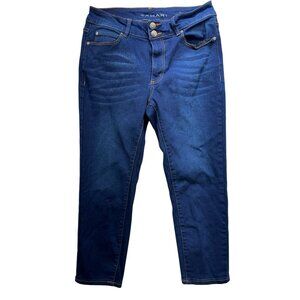 Tahari Womens Capri Jeans Blue Dark wash Skinny Mid Rise Stretch Casual